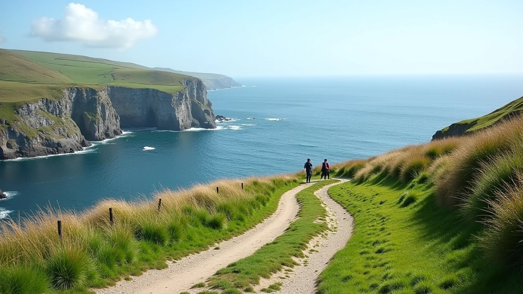 Scenic coastal walking path along dramatic cliff edge